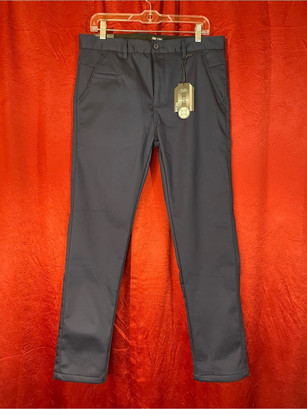 Jump Start Flex Comfort 4 Way Stretch Mens Navy Blue Pants Size 34/31 - NWT